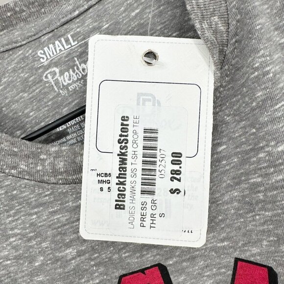 NEW Pressbox Chicago Blackhawks Short Sleeve Crop Tee Heather Grey Women's S - Picture 7 of 8